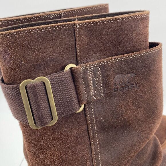 New Sorel Toronto Mid Wedge Bootie Leather Brass Buckle  -Brown size 9 - Picture 6 of 13